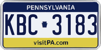 PA license plate KBC3183