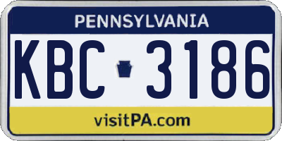 PA license plate KBC3186