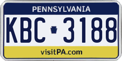 PA license plate KBC3188