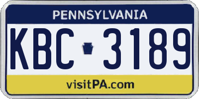 PA license plate KBC3189