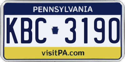 PA license plate KBC3190