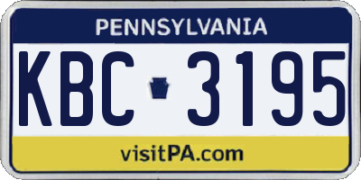 PA license plate KBC3195