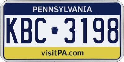 PA license plate KBC3198