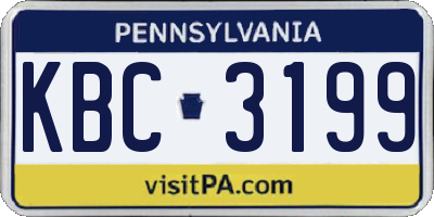 PA license plate KBC3199