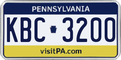 PA license plate KBC3200
