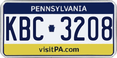 PA license plate KBC3208
