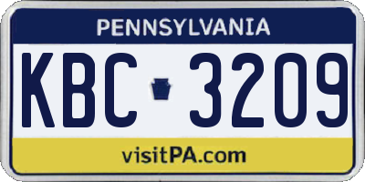 PA license plate KBC3209