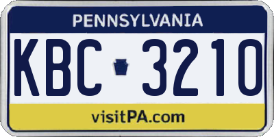 PA license plate KBC3210