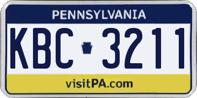 PA license plate KBC3211
