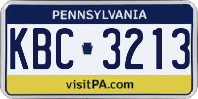 PA license plate KBC3213