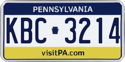 PA license plate KBC3214