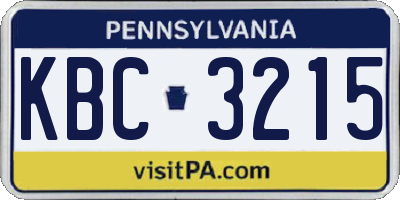 PA license plate KBC3215