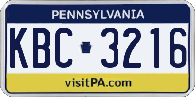 PA license plate KBC3216