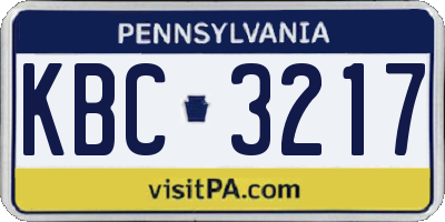 PA license plate KBC3217