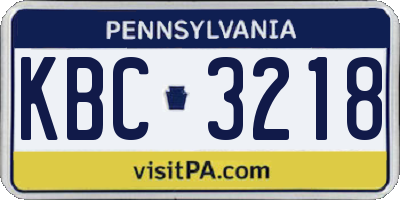 PA license plate KBC3218