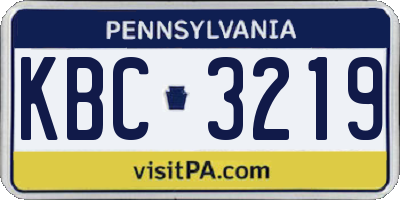 PA license plate KBC3219