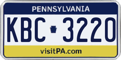 PA license plate KBC3220