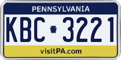 PA license plate KBC3221