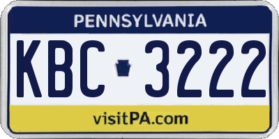 PA license plate KBC3222