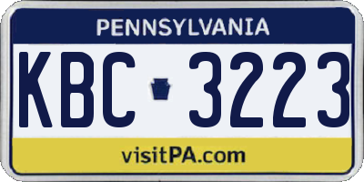 PA license plate KBC3223