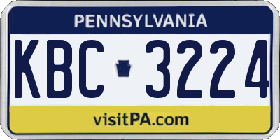 PA license plate KBC3224