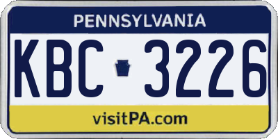 PA license plate KBC3226