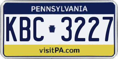 PA license plate KBC3227