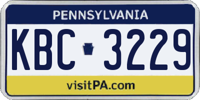 PA license plate KBC3229