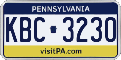 PA license plate KBC3230