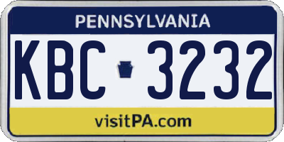 PA license plate KBC3232