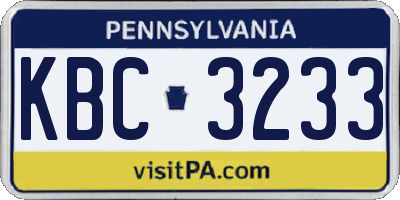 PA license plate KBC3233