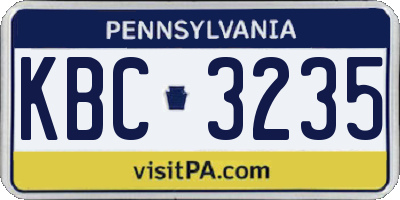 PA license plate KBC3235