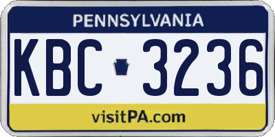 PA license plate KBC3236
