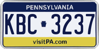 PA license plate KBC3237