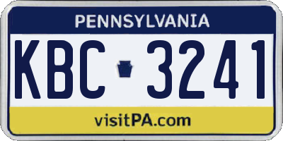 PA license plate KBC3241