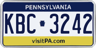 PA license plate KBC3242