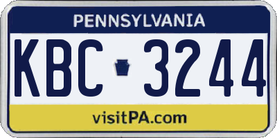 PA license plate KBC3244