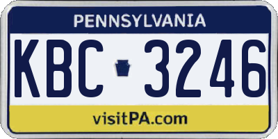 PA license plate KBC3246