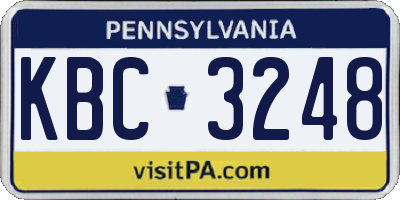 PA license plate KBC3248
