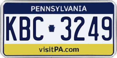PA license plate KBC3249