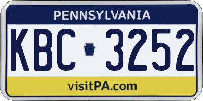 PA license plate KBC3252