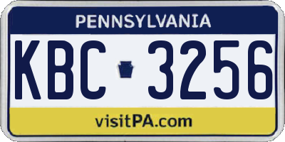 PA license plate KBC3256