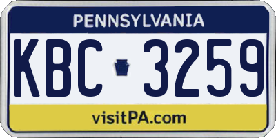 PA license plate KBC3259