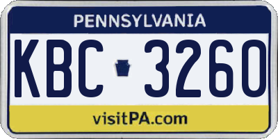 PA license plate KBC3260