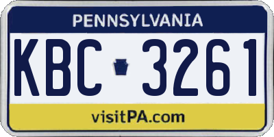 PA license plate KBC3261