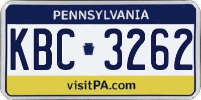 PA license plate KBC3262