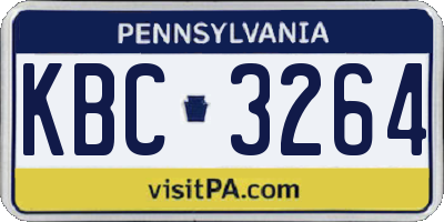 PA license plate KBC3264
