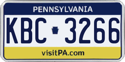 PA license plate KBC3266