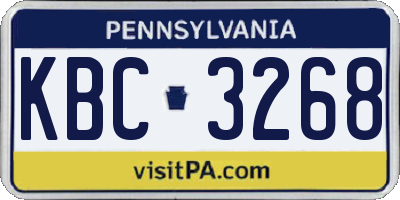 PA license plate KBC3268