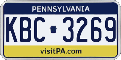 PA license plate KBC3269